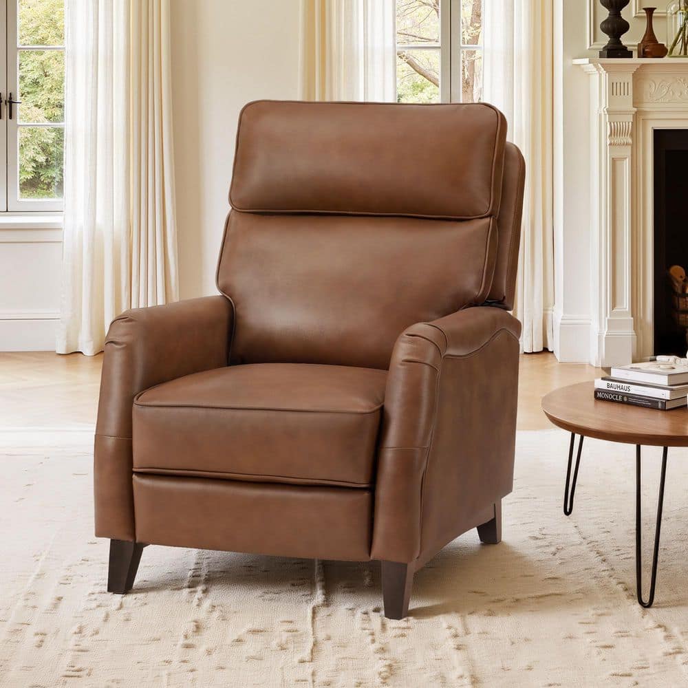 SCANDIC ダイニングチェア　シナモンブラウン OrangeOne 30.7 in. W Brown Modern Genuine Leather Recliner