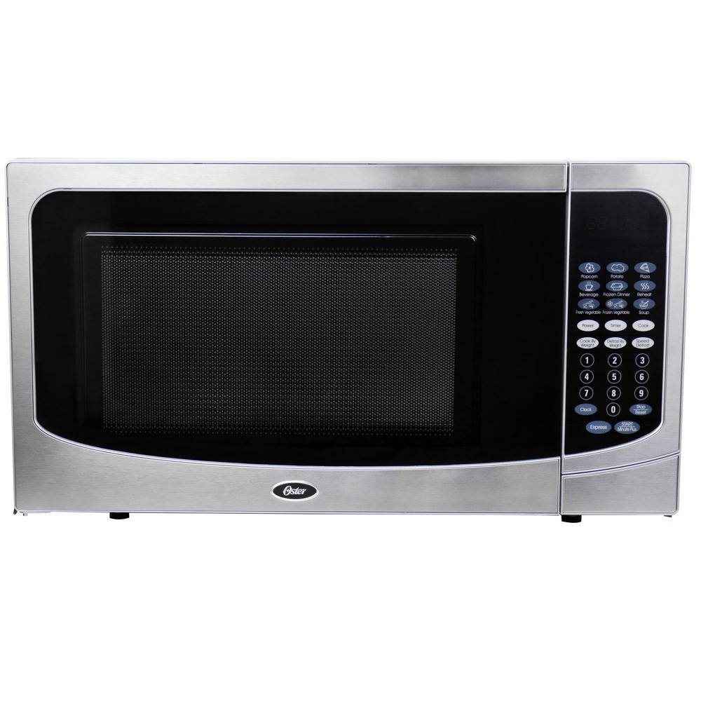 Oster Countertop Microwave Stainless Steel Silver 1.6 cu. ft. 1000-Watt  with Push Button 985115673M - The Home Depot