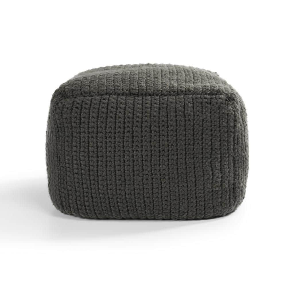 Dark Gray Polyester Rectangle Accent Ottoman