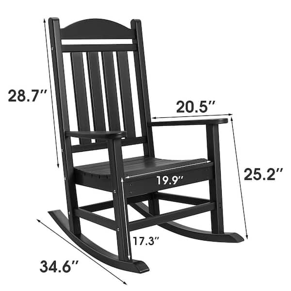 Chillrest Black Plastic HDPE Outdoor Rocking Chair