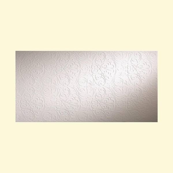 Fasade Damask 96 in. x 48 in. Decorative Wall Panel in Matte White