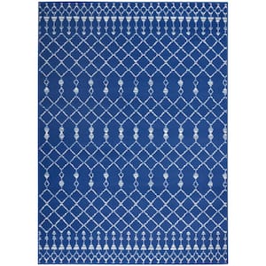 Whimsicle Navy 5 ft. x 7 ft. Tribal Moroccan Contemporary Area Rug