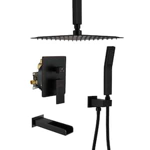 3-Function 10 in.Ceiling-Mounted Shower System with Waterfall Tub Filler in Oil Rubbed Bronze