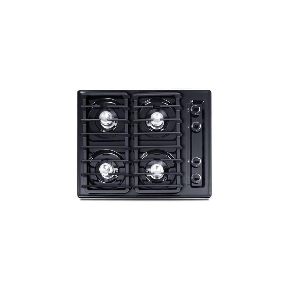 24 in. Wide Gas Cooktop in Black with 4 Burners