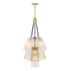 Liana 7-Light Brushed Gold Glam Tiered Statement Chandelier for Foyers and Entryways