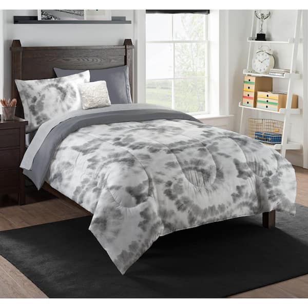 THE NORTHWEST GROUP Subtle Shibori 6-Piece Multi-Color Twin Bed in a Bag Set with Decorative Pillow