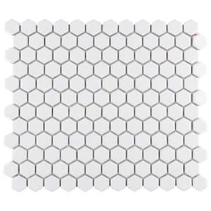 Metro 1 in. Hex Glossy White 10-1/4 in. x 11-7/8 in. Porcelain Mosaic Tile (8.6 sq. ft./Case)
