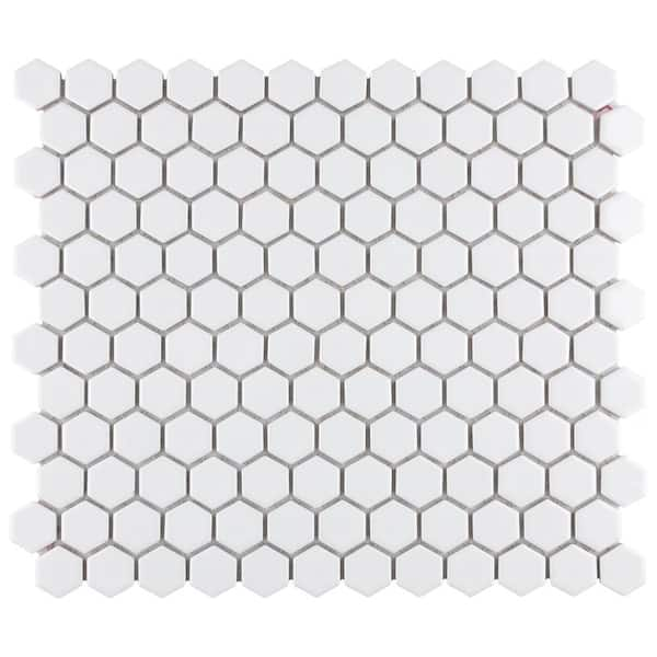 Metro 1 in. Hex Glossy White 10-1/4 in. x 11-7/8 in. Porcelain Mosaic Tile (8.6 sq. ft./Case)