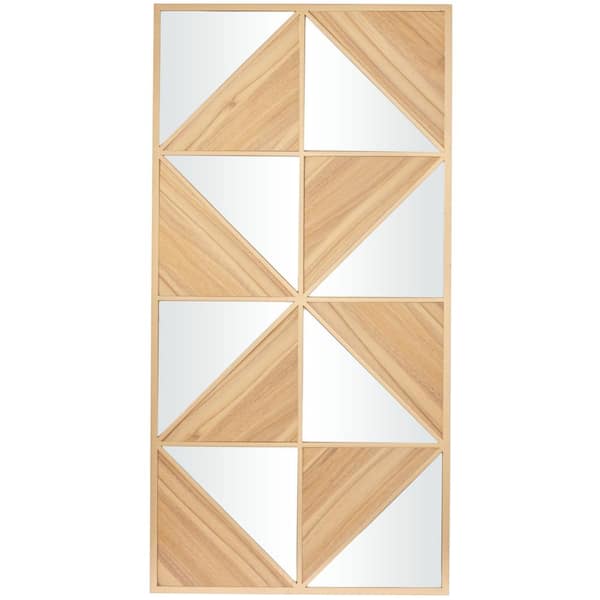 Novogratz 24 in. x 47 in. Wood Light Brown Triangle Mirrored Geometric Wall Decor