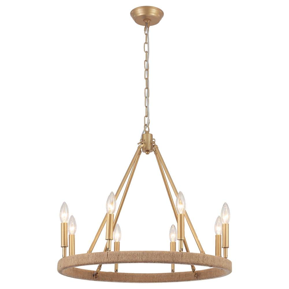 8-Light Gold Traditional Farmhouse Hanging Wagon Wheel Candlestick Chandelier price history on PriceWatchPro