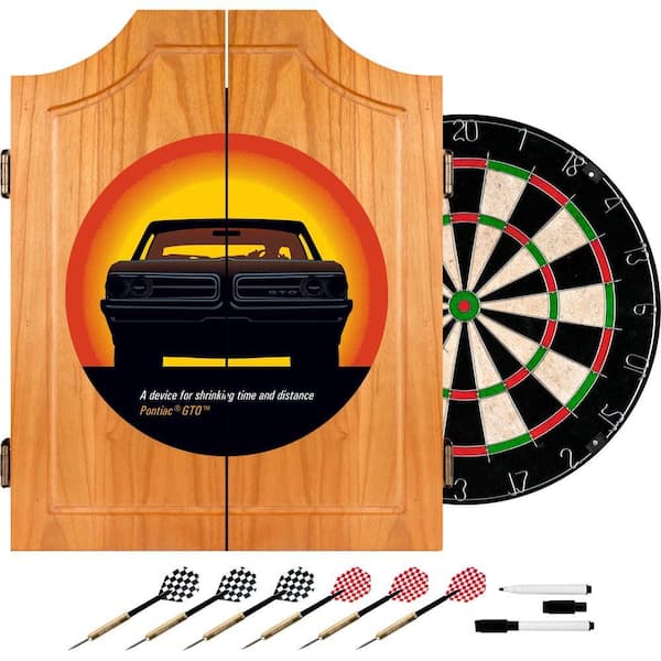 Trademark Pontiac GTO Time and Distance Wood Finish Dart Cabinet Set