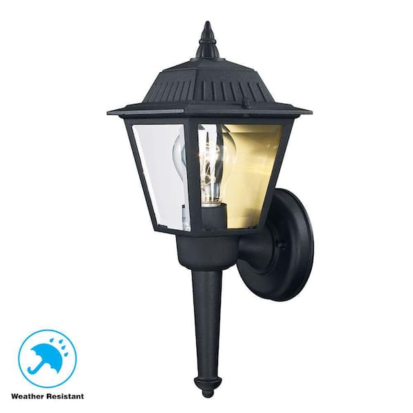 10.75 in. Hampton Bay Outdoor LED Wall Lantern Sconce 2-Pack - Black 