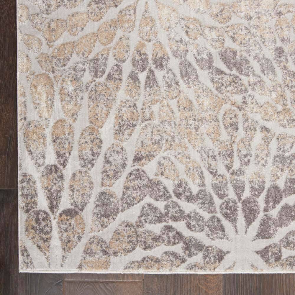 Elegant Ivory Abstract Hand-Knotted Viscose Runner Rug