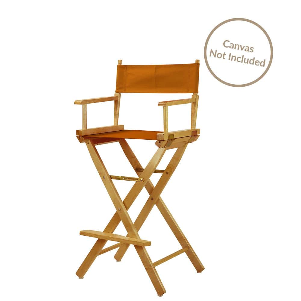 Natural Wood Large Foldable Directors Chair with Blue Canvas