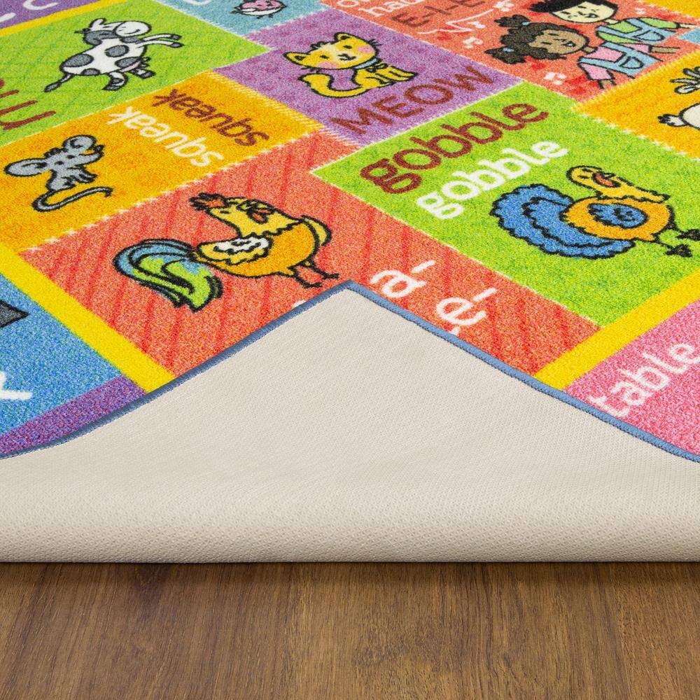 Colorful ABC Alphabet Educational Kids Rug with Farm Animals