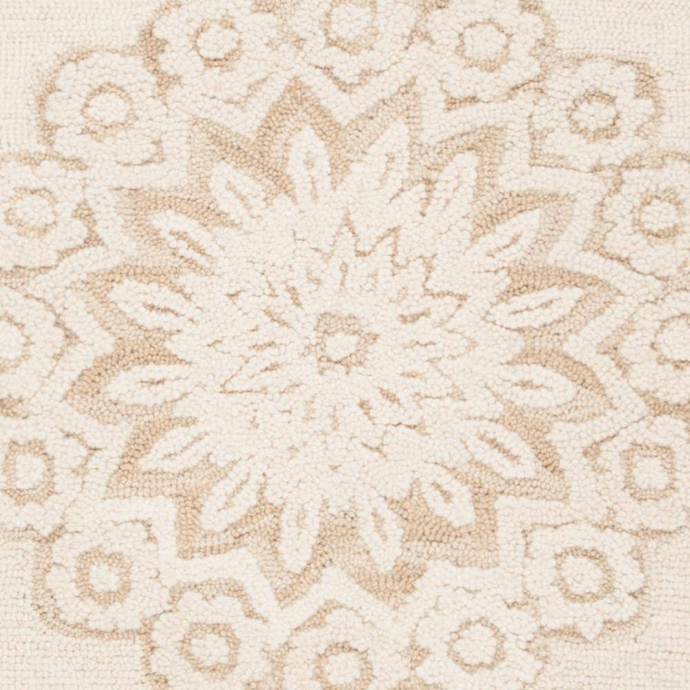 Handmade White Floral Tufted Wool Area Rug 27" x 7"