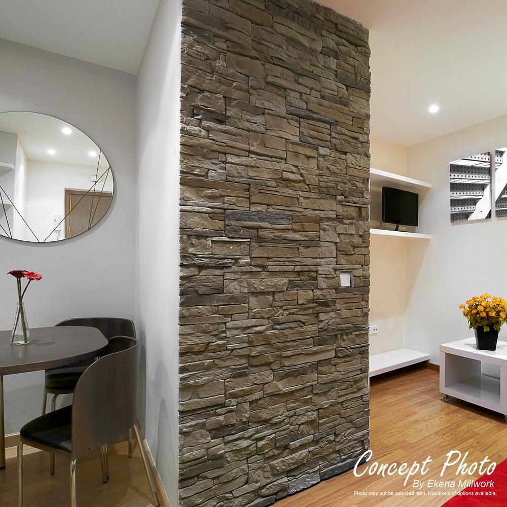 Colfax Faux Stone Siding Panel in Beige and Brown
