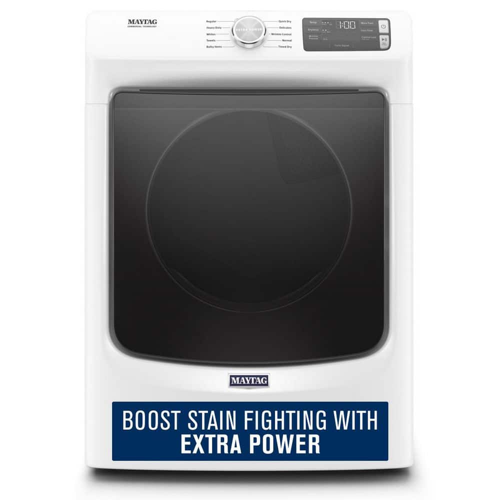 Maytag 7.3 cu. ft. 120 Volt White Stackable Gas Vented Dryer with Quick Dry Cycle, ENERGY STAR