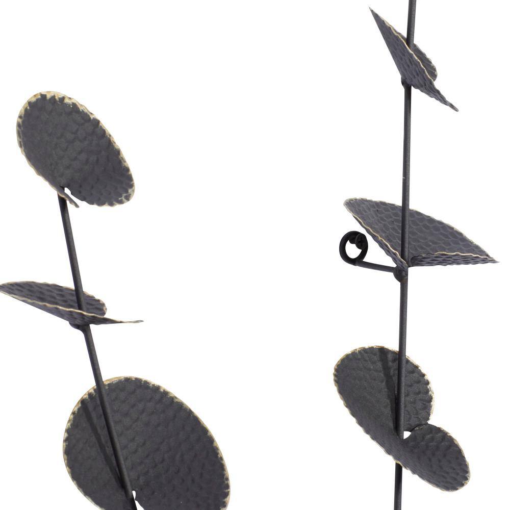 Black Metal Leaf Novelty Wall Sculpture, 17" x 36"