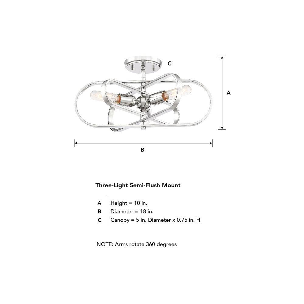 Kenzo Polished Nickel Glass Semi-Flush Mount Ceiling Light