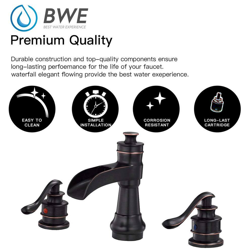 Oil-Rubbed Bronze 8-Inch Waterfall Widespread Bathroom Faucet