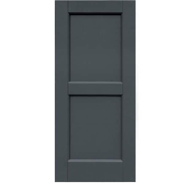 Winworks Wood Composite 15 in. x 34 in. Contemporary Flat Panel Shutters Pair #663 Roycraft Pewter