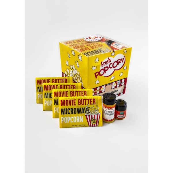 Wabash Valley Farms Butter Clean Your Hands Popcorn Gift Set with Popcorn, Buttery Topping and Movie Theater Seasoning 8-Piece Popcorn Set