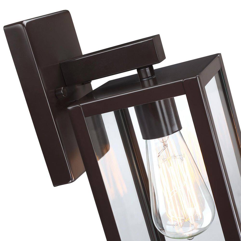 Matte Black 16" Outdoor Wall Lantern with Clear Glass Shade