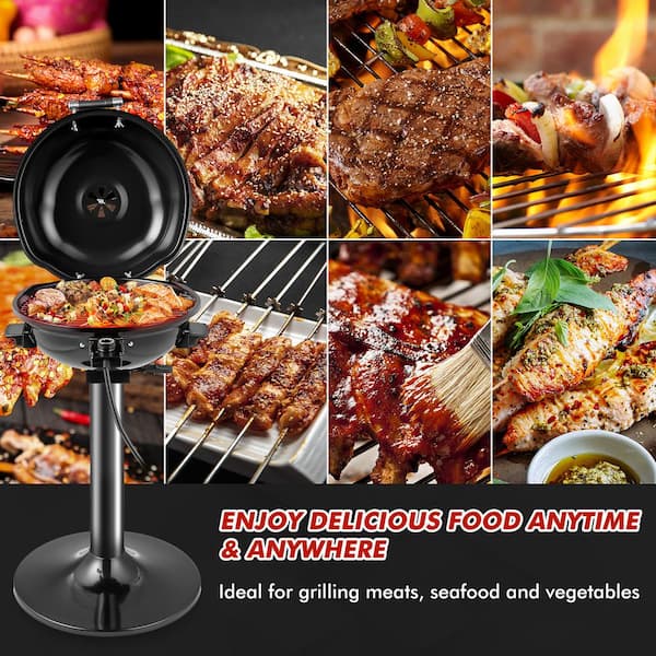 Costway 1350-Watt Outdoor Garden Camping BBQ Electric Grill in Black with 4 Temperature Setting