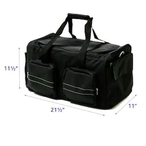 21.5 in. Black Duffel Bag with 8-Removable Dividers, 6-Storage Pockets, Shoulder Strap for DJ Band Gear and Gigs