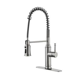 Touch Single Handle Pull Down Sprayer Kitchen Faucet with Pull Out Spray Wand Stainless Steel in Brushed Nickel