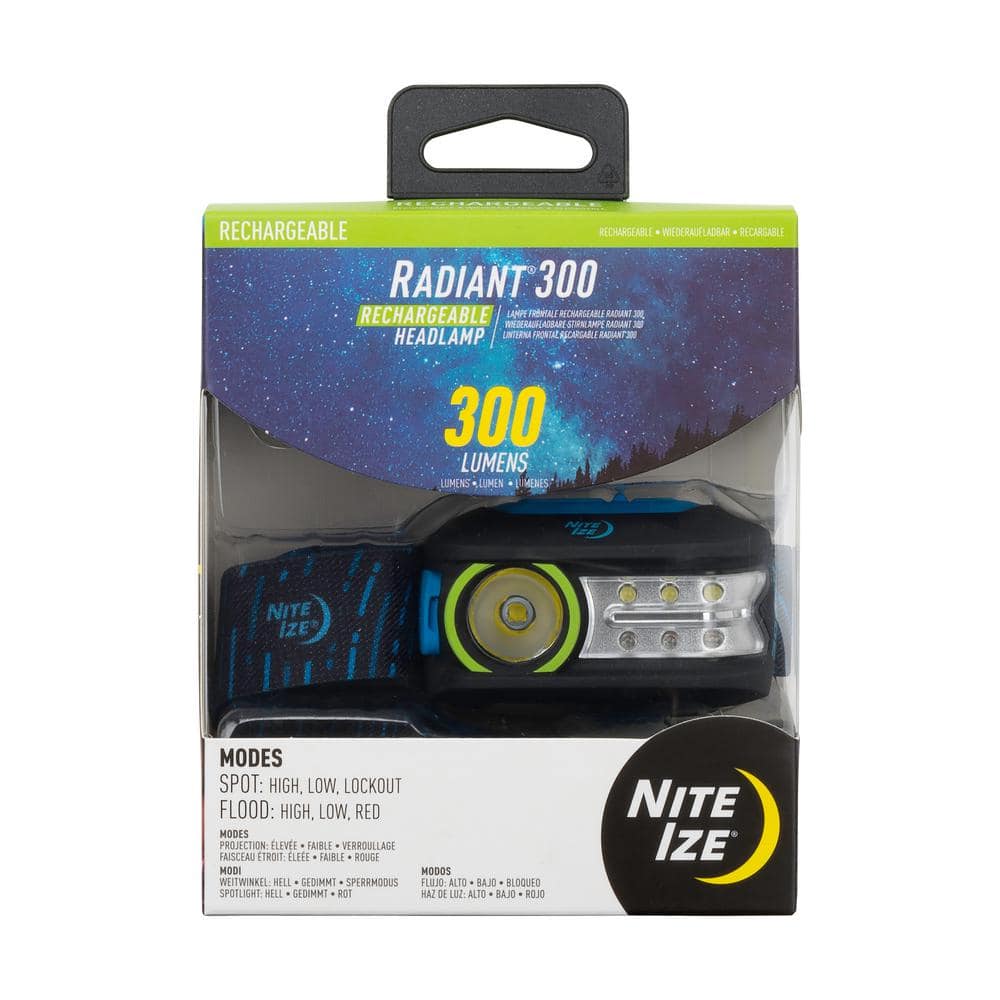 Nite Ize Radiant 300 Rechargeable Headlamp, Blue R300RH-03-R8 The Home  Depot