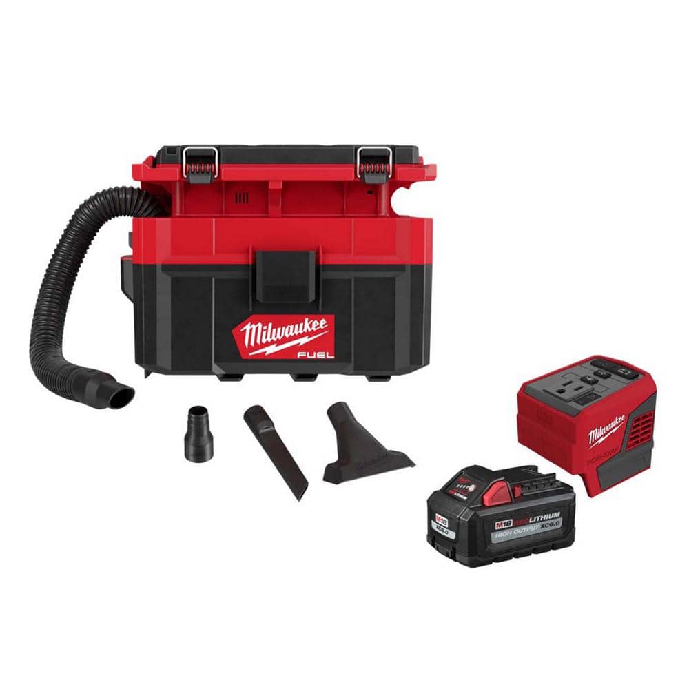 Milwaukee M18 FUEL PACKOUT 18-Volt Lithium-Ion Cordless 2.5 Gal. Wet/Dry  Vacuum and M18 Compact Inverter with 6.0 Ah Battery 0970-20-2846-21HO The  Home Depot