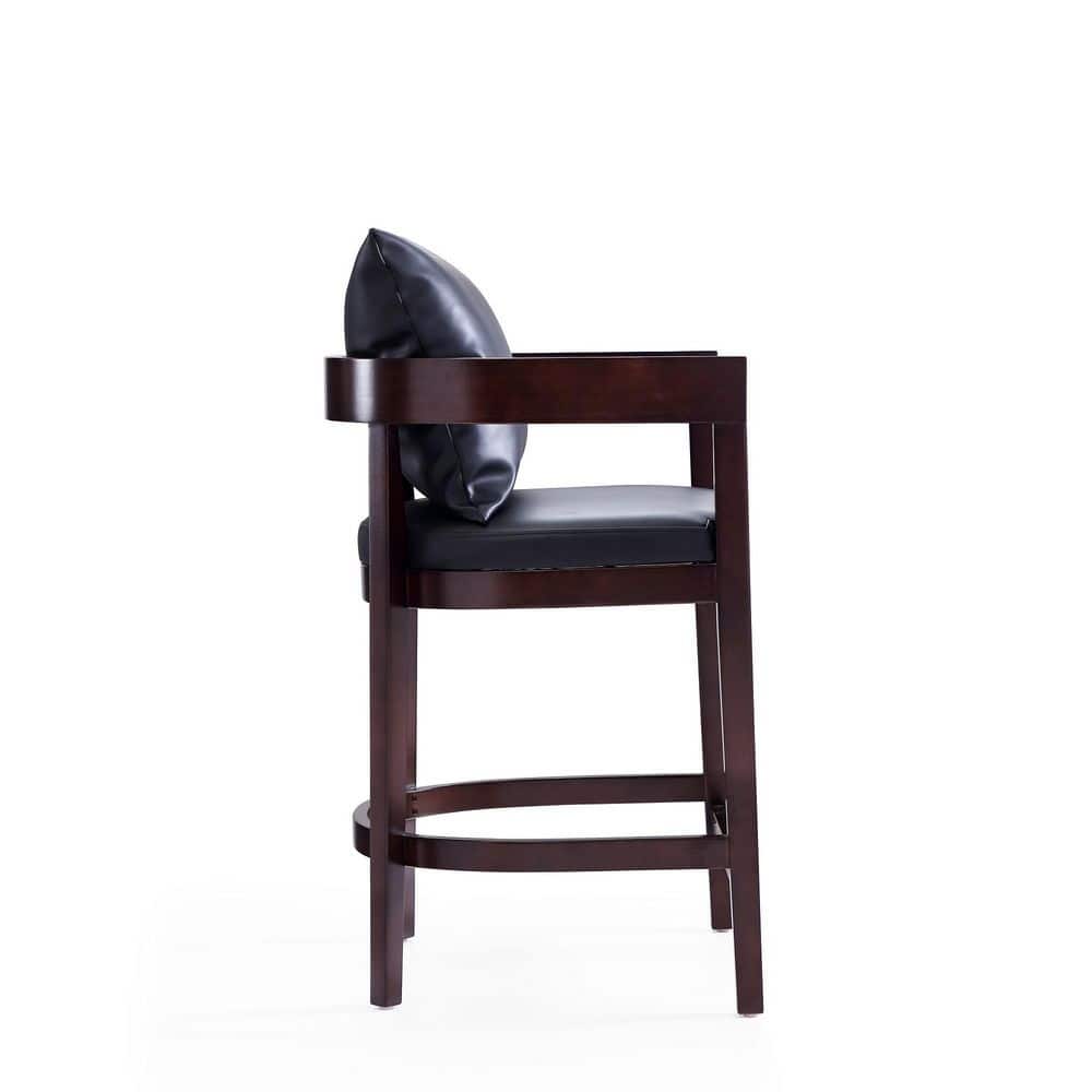 Sleek Manhattan Comfort 22" Black Wood Barstool with Gold Accents