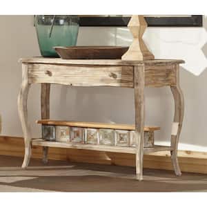42 in. Driftwood Standard Rectangle Wood Console Table with Drawers