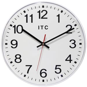 Prosaic 12 in. Round Business Wall Clock - White Plastic Case With Shatter-Resistant Lens