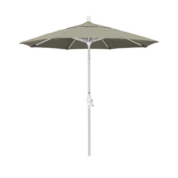 California Umbrella 7.5 ft. Matted White Aluminum Market Patio Umbrella Collar Tilt Crank Lift in Spectrum Dove Sunbrella