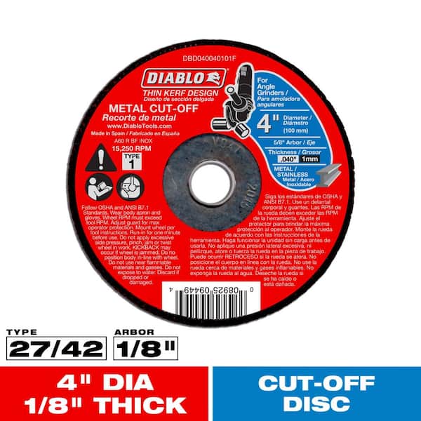 4 in. x 1/8 in. x 5/8 in. Metal Cut-Off Disc with Type 27 Depressed Center