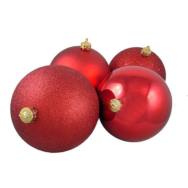 Northlight 6 In 150 Mm Red Hot Shatterproof 4 Finish Christmas Ball Ornaments 4 Count The Home Depot