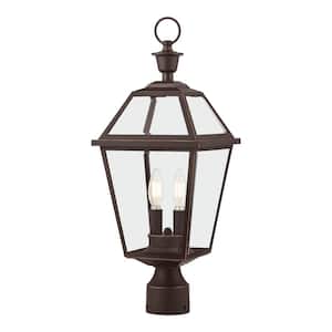 Glenneyre 2-Light Oil-Rubbed Bronze French Quarter Gas Style Outdoor Post Mount Light with Clear Glass