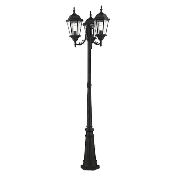 Livex Lighting Oxford 3 Light Textured Black Outdoor Post Top Lantern  7859-14 - The Home Depot