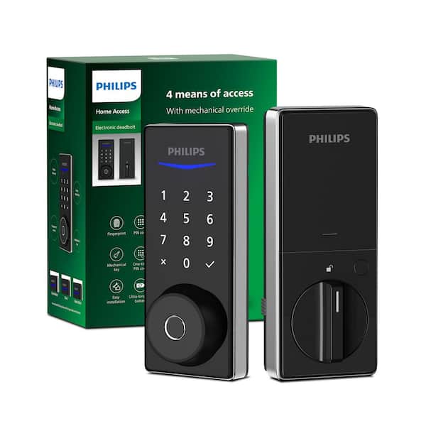 Satin Nickel Fingerprint Touchscreen Electronic Deadbolt (Works with Many Smart Devices)