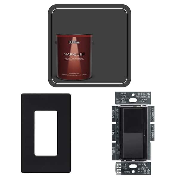 1 gal. Black Matte Interior Paint Primer, Black Wall Plate (1-Pack) and LED+ Dimmer Switch DVCL-153PR-BL