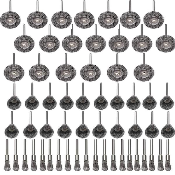 60 Piece Wire Brushes Set, Steel Wire Wheels Pen Brushes Set Kit Accessories for Rotary Tool