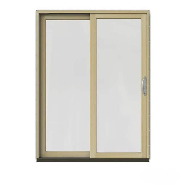 JELD-WEN 60 in. x 80 in. W-2500 Contemporary Bronze Clad Wood Left-Hand Full Lite Sliding Patio Door w/Unfinished Interior