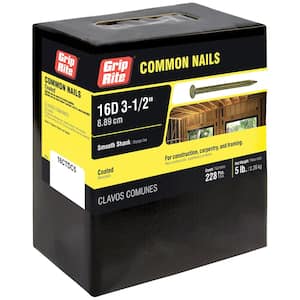 #8 x 3-1/2 in. 16-penny Vinyl Coated Steel Smooth Shank Common Nails 5 lb. Box