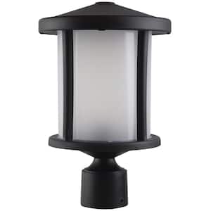 14 in. H x 9 in. W Black Housing with Frost Acrylic Lens Round Decorative Composite Post Top Light with 4000K LED Lamp