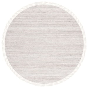 Kilim Ivory/Brown 7 ft. x 7 ft. Solid Color Gradient Round Area Rug