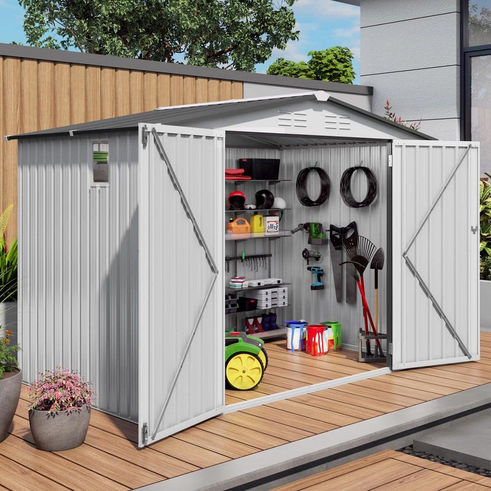 8 ft. W x 6 ft. D Metal Outdoor Storage Shed w/ Side Window