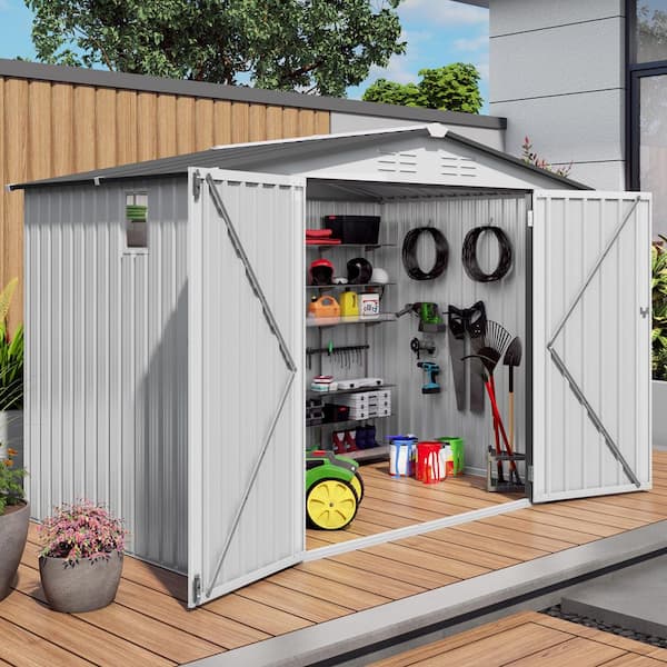 8 ft. W x 6 ft. D Metal Outdoor Storage Shed w/ Side Window